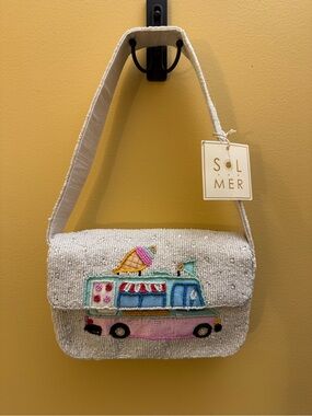 Sol and Mer White hand Beaded Ice Cream Truck Shoulder Bag NWT Tik Tok viral